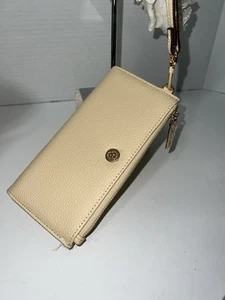 NUEVO SIN ETIQUETAS Anne Klein Cremosa Doble Cartera Muñequera Beach Resort Boho Cremallera Dorada - Imagen 1 de 6