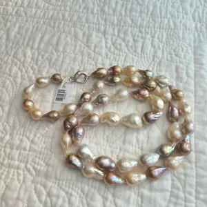Natural Ming Honora Pearl Necklace 36" 925 Silver Lobster Claw Multicolor Large - Picture 1 of 12