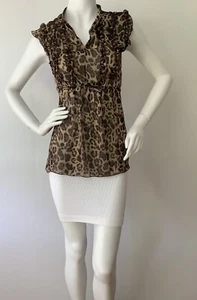Zoe+skye Animal Print Ruffle Sleeveless Tie Detail Blouse (Size M)( - Picture 1 of 18