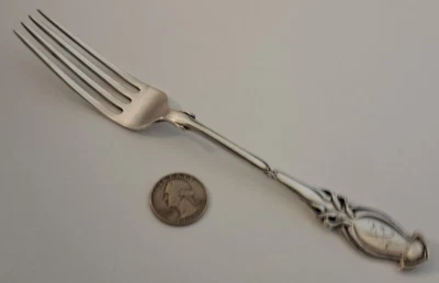 Tenedor de cena MAYER BROS "1906" ART NOUVEAU de plata de ley 7 3/4" antiguo RARO Foto 1 de 4