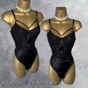 BNWT Size 34 E POUR MOI ~ Lavish ~ Sexy Bodysuit Black Underwired Thong Lace - Picture 1 of 8