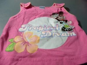 DISNEY GIRLS 12 MONTH SIZE TANK TOP EMBROIDERED MINNIE MOUSE TROPICAL DREAM - Picture 1 of 2