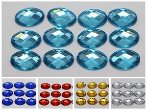 250 Acrylic Flatback Faceted Oval Rhinestone Gems 8X10mm No Hole Pick Your Color - Picture 1 of 7