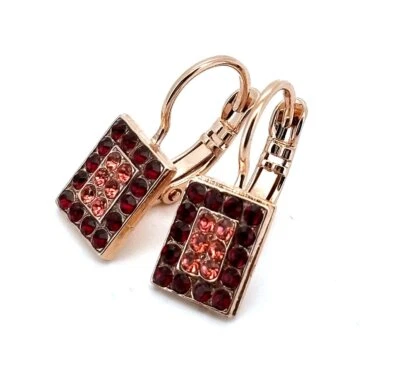Earrings By Mariana Woman Adorable Rectangular Red and Fuchsia Swarovski Crys... - Image 1 of 4