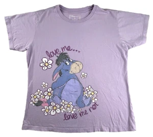 Disney Eeyore Love Me Love Me Not Womens XL 2 Sided Graphic T-Shirt Purple - Picture 1 of 9