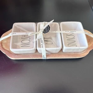 Rae Dunn Tray with 3 inserts NOSH,EAT,SNACK - Picture 1 of 5