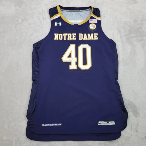 Notre Dame Jersey Boys Large Blue Gold Basketball Shirt UA God Country Youth Kid Cover