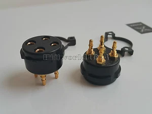 2x 4Pin 2A3 300B 274B CMC Bakelite Gold Tube Socket UX4 - Picture 1 of 5
