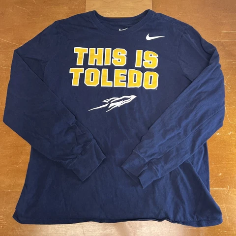 Toledo Rockets Shirt Mens Large Blue Long Sleeve Athletic Cut Nike Cover