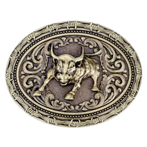 Vaquero Toro Hebilla Cinturón Vaquero Vaquero Nativo Americano Motociclista (CW-23-G) - Imagen 1 de 2