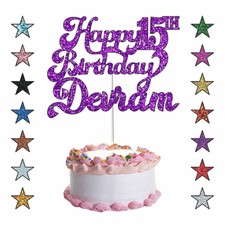 Personalised Happy Birthday Cake Topper Any Age Any Name Party Cake Decoration