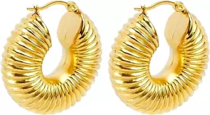Chunky Hoop Earrings for Women Girls Minimalist 30mm Earrings Hoops - Picture 1 of 10