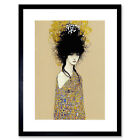 Woman in Klimt Style Dress Gold Black Framed Wall Art Print Picture 9X7 In