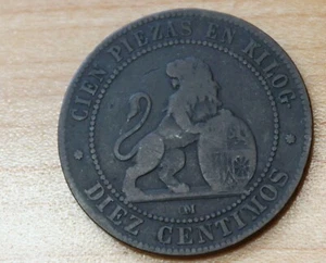 1870 Spagna 10 Centimos Governo Provvisorio - Foto 1 di 2