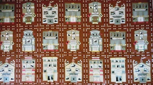 Dog Fabric Panel CLEARANCE Puppy Dog Hotels Bones on Brown Premium Cotton #PC - Picture 1 of 3