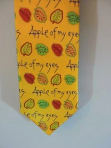 JC de Castelbajac Tie Apple of My Eyes Tie Yellow 100% Silk Great Graphics - Picture 1 of 1
