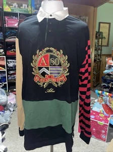 Akoo No Rivals Long Sleeve Black Red Green Yellow Rugby Shirt 3XL Mens C2 - Picture 1 of 6