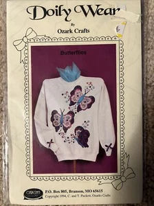 Doily Wear Butterflies Ozark Crafts Patterns 820 Decorative Shirt - Picture 1 of 3