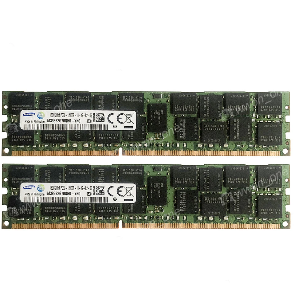 Samsung 32GB 2X16GB PC3L-12800R DDR3-1600Mhz 1.35V 240Pin ECC REG Server Memory - Image 1 of 4