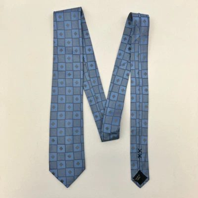 Corbata Kenneth Cole Para Hombres Azul Geométrica 100% Seda Atada Clásica EE. UU. Carrera Foto 1 de 4