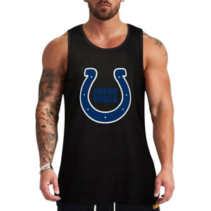 Indianapolis Colts Men's Sleeveless T-Shirt Black Cotton Tank Top Men's Gym Vest