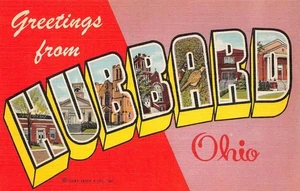 HUBBARD Ohio Large Letter Linen Greetings Curt Teich c1940s Vintage Postcard - Picture 1 of 2