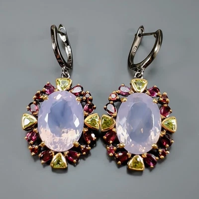 Jewellery 30 ct Lavender Quartz Earrings 925 Sterling Silver /E129743 - Image 1 of 4