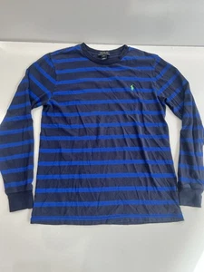 Polo Ralph Lauren Shirt Crew-Neck Striped Pony Sz L 14-16 Youth Long Sleeve - Picture 1 of 3