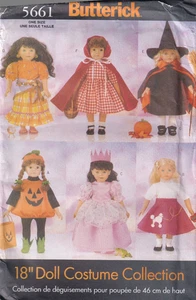 Butterick Pattern 5661 18" Doll Halloween Costumes New/Uncut - Picture 1 of 2