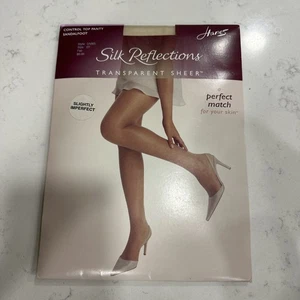 Hanes Silk Reflections Transparent Sheer Control Top Sandalfoot Fair, Size EF - Picture 1 of 6