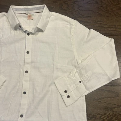 Carbon2Cobalt Linen Blend Breathable Long Sleeve Shirt White size Large Tall - Image 1 of 4