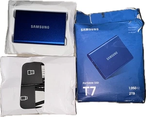 SSD Externo Portátil Samsung T7 2 TB - Azul (MU-PC2T0H/AM) Caja Dañada - Imagen 1 de 3