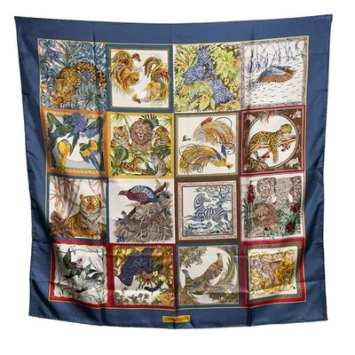 Bufanda Salvatore Ferragamo 100 % seda con estampado de animales de la selva nueva con etiquetas en caja Foto 1 de 4