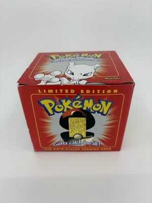 Tarjeta Pokemon 1999 chapada en oro 23K edición limitada Mewtwo nueva en paquete Foto 1 de 4