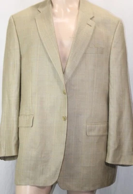 Lauren Ralph Lauren Blazer 48L Gold Prince of Wales Check Silk Wool 2 Button - Image 1 of 4