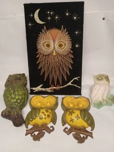 Owl String Art Wall Hanging Owls Sexton 1970 Metal Owls Plastet Owls Vintage - Picture 1 of 18