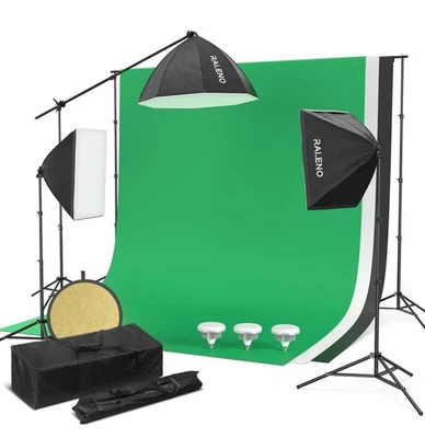Photography Lighting Kit with 8.5x10ft Backdrops, 32-Inch Octagonal Continuous - Image 1 of 4