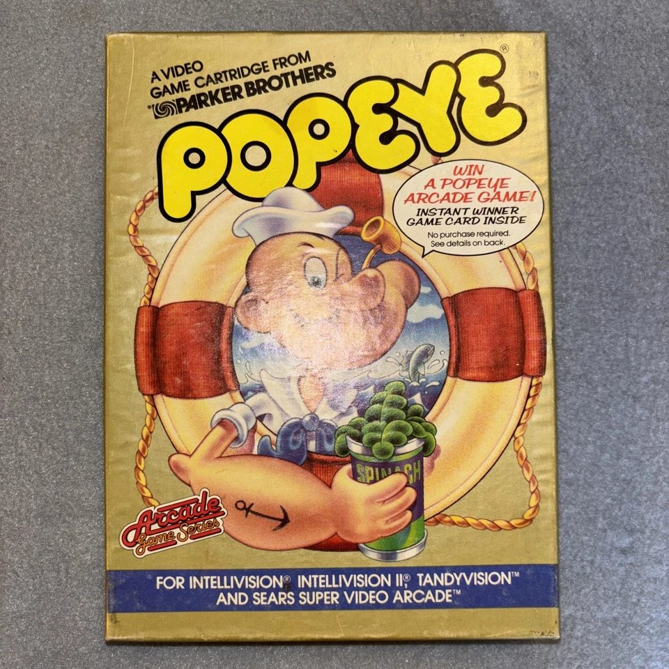 Popeye For Intellivision Parker Brothers Vtg Video Game Cartridge CIB Boxed!!! - Image 1 of 4