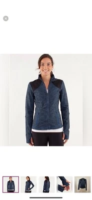 Chaqueta LULULEMON Forme Cremallera Completa Luon Pulgares Slub Denim Tintero Talla 6 Azul Marino Foto 1 de 4
