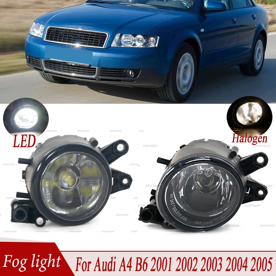 Pair LED Fog Light with Bulbs For Audi A4 B6 2001 2002 2003 8E0941700 8E0941699 - Imagem 1 de 4