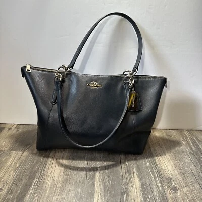 Coach Ava Tote Crossgrain Black Leather Shoulder Bag Black With Gold F57526 - Image 1 of 4