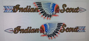 Sticker Decal Set fit Vintage Indian Scout Bicycle (MIRRORED PAIR "TANK" DECALS) - Picture 1 of 2
