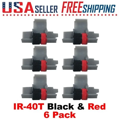 IR-40T Black and Red x 6 Pack Calculator Ink Rollers CP13 NR42 IR40T Sharp Casio - Image 1 of 4