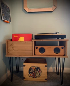 Record player stand/vinyl record LP storage cabinet/turntable stand with storage - Picture 1 of 11