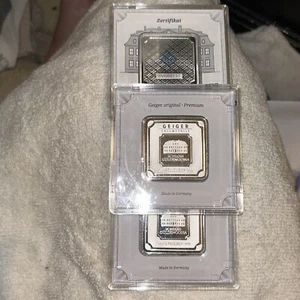 4pcs 50g Geiger Edelmetalle .999 Silver Bullion Square Bar New in Sealed Assay. - Picture 1 of 1