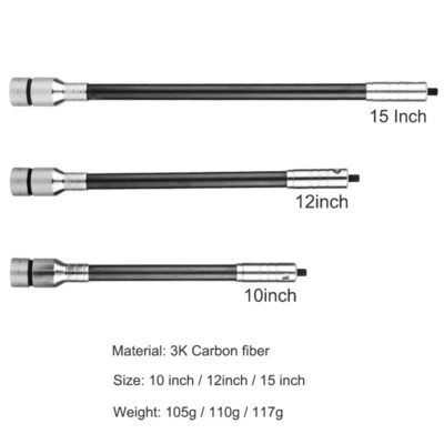 Barra de equilibrio estabilizadora de arco de fibra de carbono de 10-15" varilla lateral para arco recurvo compuesto Foto 1 de 4