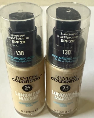 Revlon Colorstay 24 Hr Longwear Makeup Foundation #130 Porcelain 1Floz SPF20 X 2 - Image 1 of 4