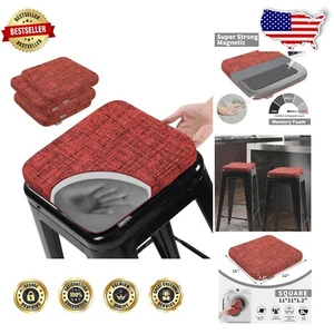 Stylish Modern Bar Stool Cushions 11"x11" - Magnetic Anti-Slip Design (4 Pcs) - Picture 1 of 8