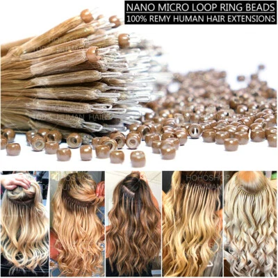 100s Pre Bonded Nanoring Stick Nano I Tip Wavy Human Remy Hair Extensions 20inch - Image 1 of 4