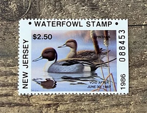 1986 NEW JERSEY - State Duck Stamp - Lot1 - Mint OG NH **RESIDENT HUNTER TYPE** - Picture 1 of 2